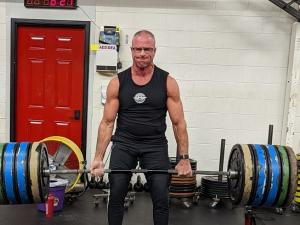 David Stott working out at ShopGym in Niverville.