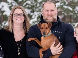 Joelle Sylvestre with her husband Darcy, sons Easton and Zandy, and dog Rocky.
