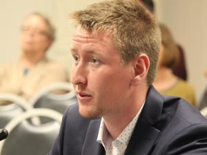 Bradley Schmaltz of Canna Cabana addresses Niverville's council.