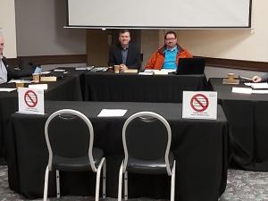 Councillors Nathan Dyck, Kevin Stott, Mayor Myron Dyck, CAO Eric King, and Councillor John Funk.