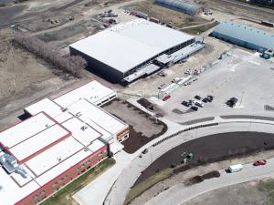 The new community campus, including the Niverville High School, the CRRC, and the Centennial Arena.