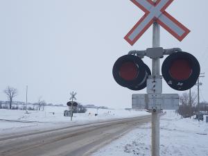 The CP Rail crossing on Main Street Niverville.