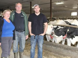 Liz, David, and Jake Stephens of Trehane Holsteins.