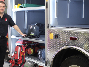 Niverville Fire Chief Keith Buecket alongside the town’s newest emergency equipment.
