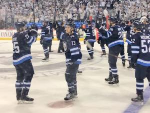The Jets salute their fans at a home playoff game