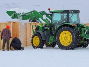 Work is underway at the snow maze at A Maze in Corn near St. Adolphe.