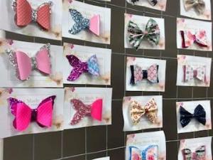 Sampling of products—in this case, handmade bowties—on display at the Pop-Up Shop.