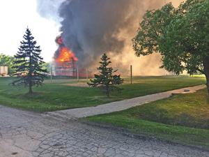 An early June fire blazes at the Providence campus