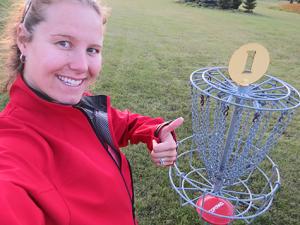 Chantel at the Ste. Agathe Parc/Cartier Park disc golf course