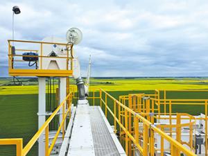 Wireless technology mounted to the top of a local feed mill