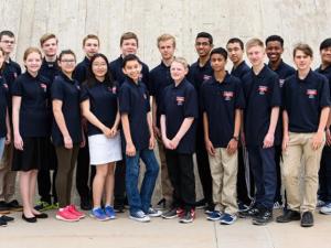 The top twenty students at this year's Canadian Geographic Challenge. Rhyanne Paul, from Niverville, is the the redhead on the far right