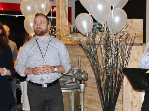 Ruby, Dylan, and Al Wiens at the sneak preview of the new appliance showroom