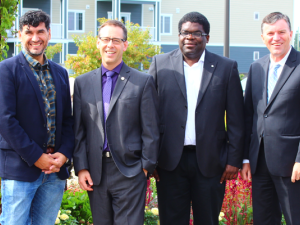 Felipe Campuzano, Gordon Daman, Yves Limbo, and Niverville Mayor Myron Dyck