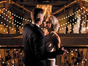 The Heritage Centre's atrium all lit up for a couple's big day