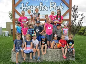 Jane Fast and Meghan McIntyre taken the Kinder Camp kids to Hespeler Park