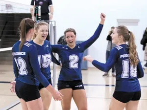 Women's volleyball team in action