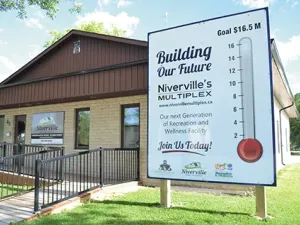Fundraising thermometer for the Niverville Multiplex