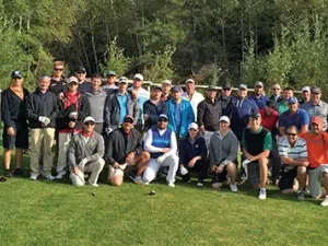 Golfers about to tee off at the 13th annual Niverville Masters Tournament