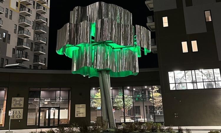 A Niverville artist is behind the new art installation at a prominent property on Pembina Highway in Winnipeg.