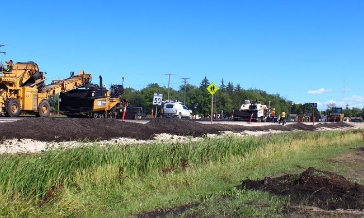 Road repairs continue along Highway 311 in Niverville.