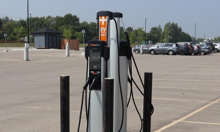 An EV charging station in Niverville.