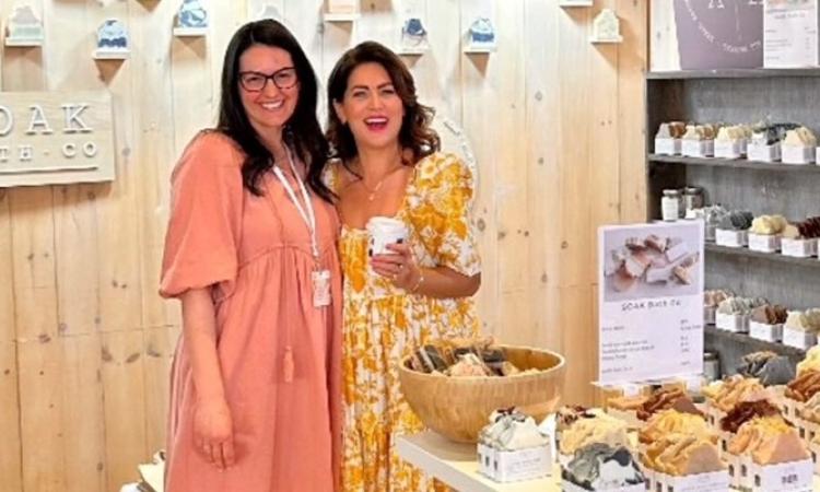 Candace Alarie with Jillian Harris at Academy in the City in downtown Toronto.