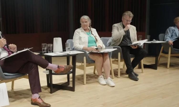 Kevin Klein (PC), Janine Gibson (Green), Dougald Lamont (Liberal), and Lisa Naylor (NDP).