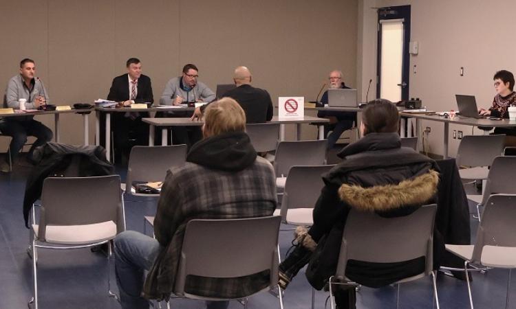 Niverville's council at a public meeting in March.