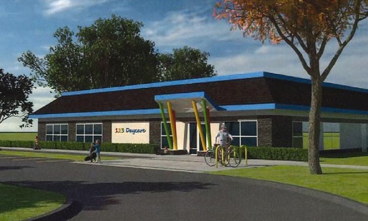 A rendering of the daycare design.