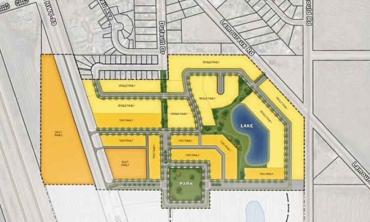 The proposed new development south of Île-des-Chênes.
