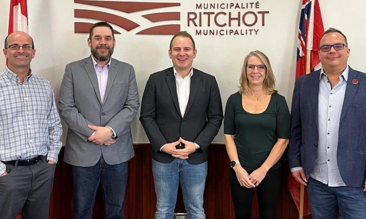 Councillors Joel Lemoine and Jason Bodnarchuk, Mayor Chris Ewen, Councillor Janine Boulanger, and Deputy Mayor Shane Pelletier.