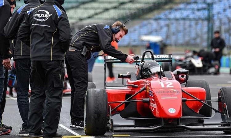David Richert in his car, just before his winning run at the Hungaroring in Budabest, Hungary.