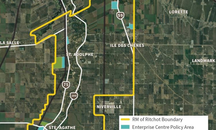 Map of proposed eco-industrial zones within the RM of Ritchot.