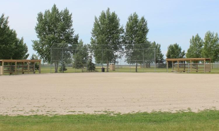 The baseball diamonds at Hespeler Park in Niverville.
