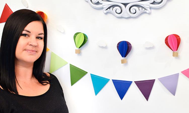 Erin Wiebe alongside her creations
