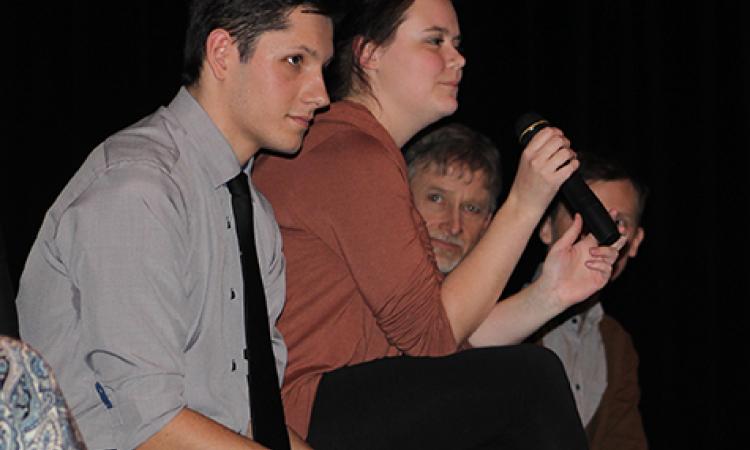 The cast answers questions after the show