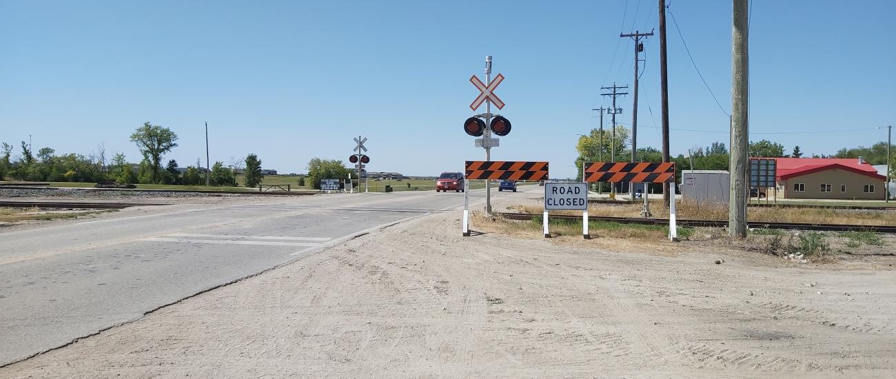 The Main Street railway crossing in Niverville.