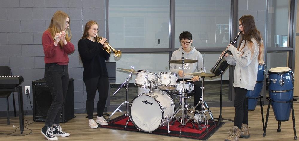 This month, students have been taking up resident in the school’s new band room.