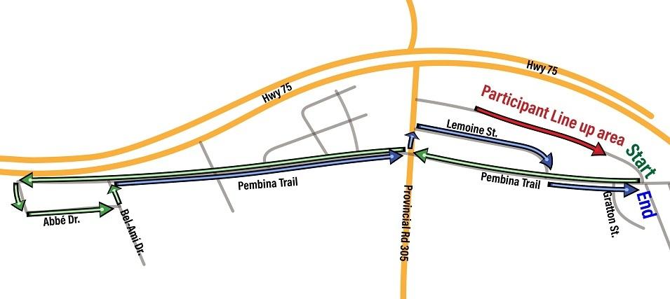 The parade route through Ste. Agathe.