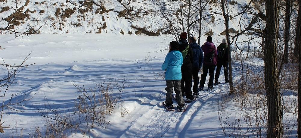 Taking in Manitoba's wintry beauty on snowshoes.