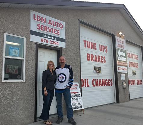 Stacey Thomas-Niebel and Larry Niebel at LDN Auto in Île-des-Chênes.