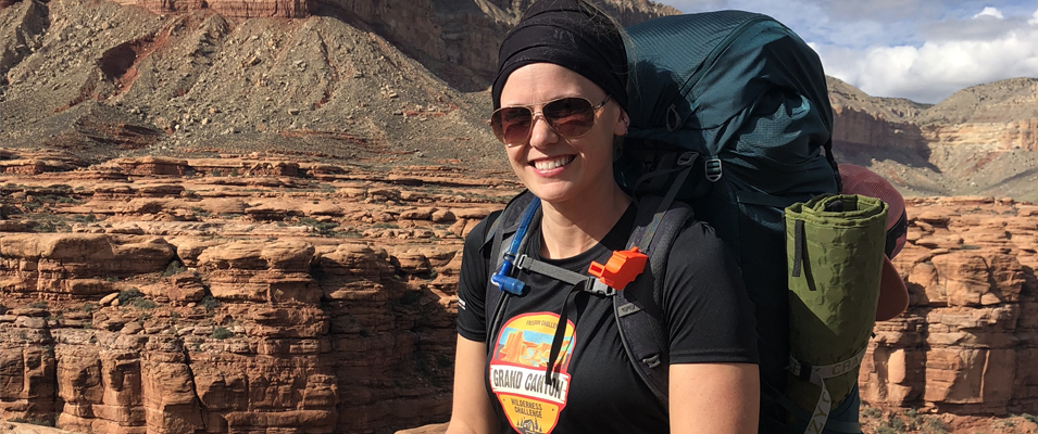 Sylvia St. Cyr on her hike through the Grand Canyon.