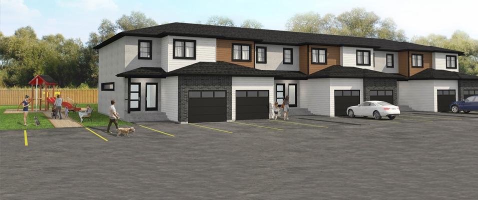 Rendering of townhouse rental units in Luke Wiebe’s existing Niverville development.
