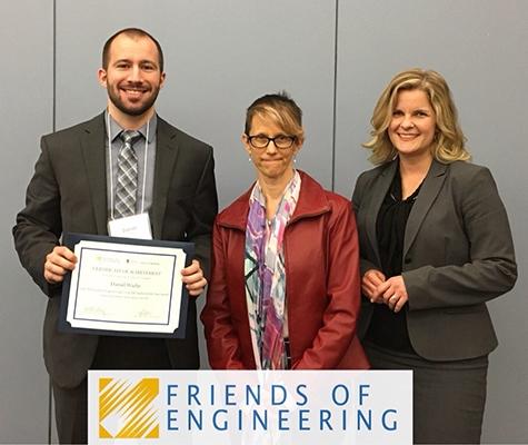 Daniel Wiebe, Carolyn Geddert (Faculty of Engineering), and Brandy O'Reilly (Friends of Engineering).