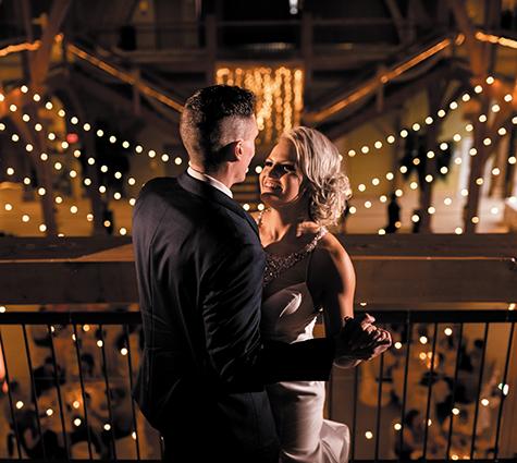 The Heritage Centre's atrium all lit up for a couple's big day