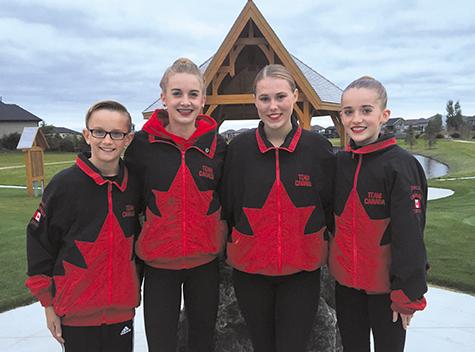 Marcus Zeilstra, Arabella Zeilstra, Dayna Ens, and Juliana Zeilstra sporting their Team Canada jackets.