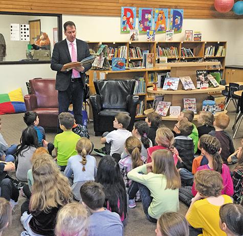 MLA Shannon Martin reads to students at Niverville Elementary School