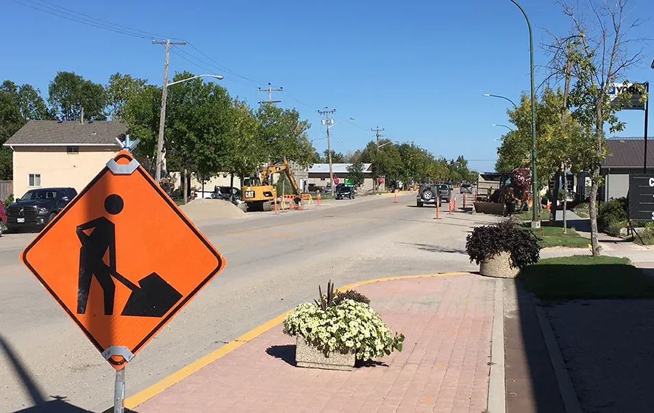 Installation of the new water line on Main Street Niverville