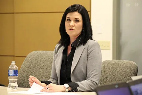 Michelle McHale makes her presentation to the Hanover School Division