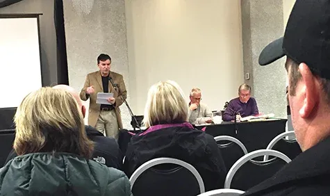 Attendees take their seats for water proposal meeting